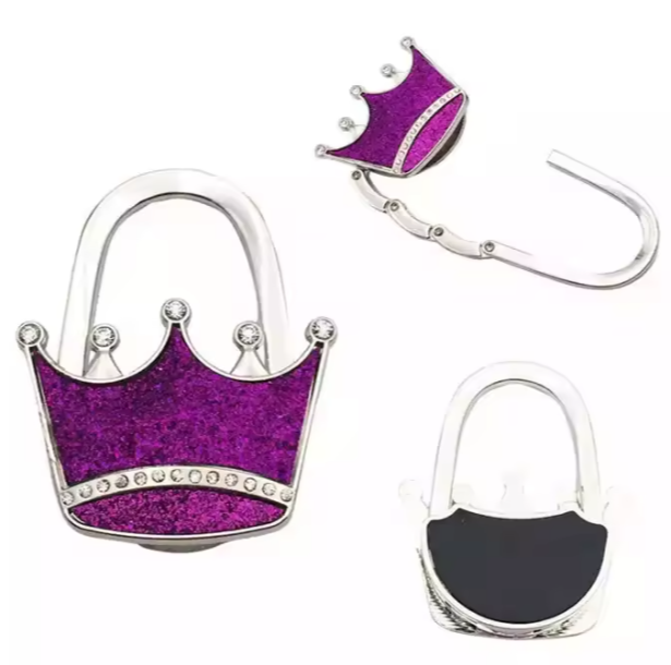 ๐ Foldable Crown Purse Hanger โ Luxury Bag Hook for Tables ๐